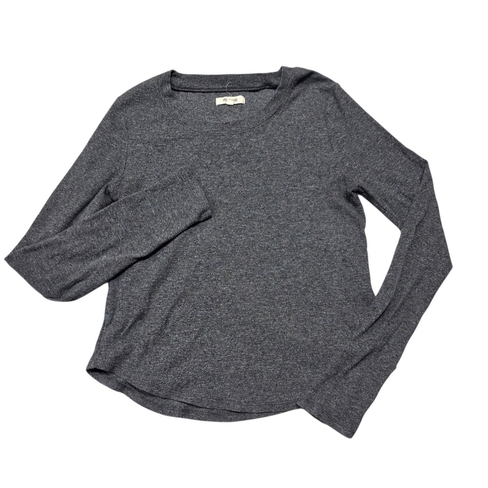 Madewell Long‎ Sleeve Tee Women M Gray Cotton Modal Stretch Crewneck Shirt